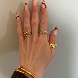 NWT Gold Nail Ring with Rhinestones